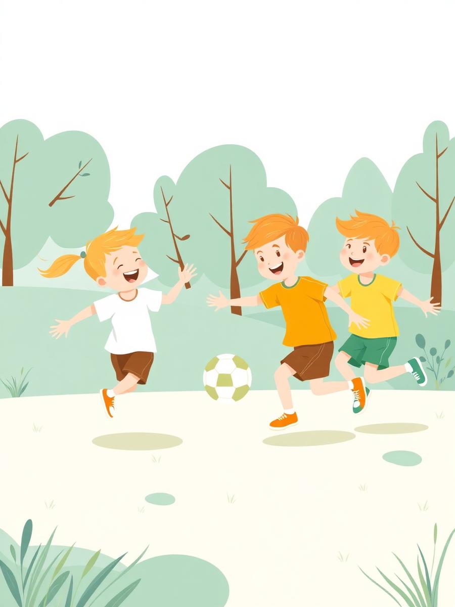 Crianças correndo e jogando bola ao ar livre