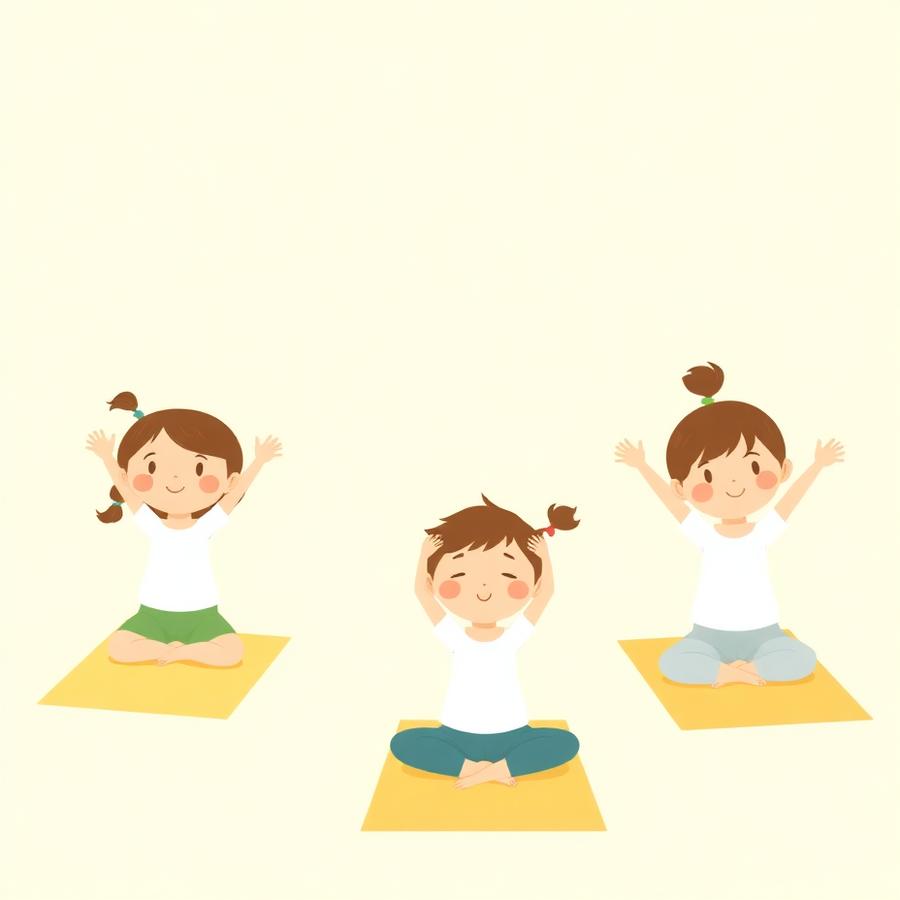 Crianças praticando yoga infantil em tapetes